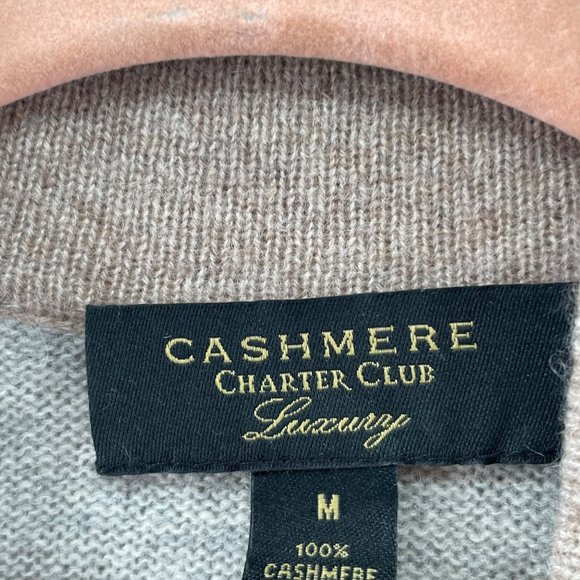 Charter Club Cashmere Cardigan Sweater Colorblock Browns Size Medium - Picture 5 of 7
